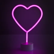 BrightSide 12 Heart Shaped LED Neon Table Light, Pink, Battery-Powered