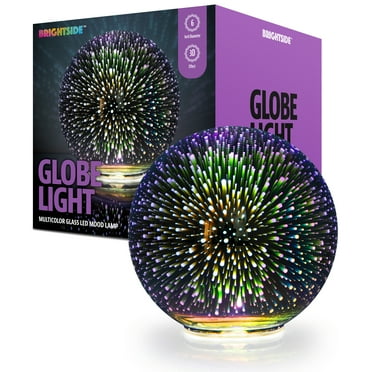 BrightSide 6 inch Plasma Globe LED Light, Multicolor Glass LED Mood Lamp, Battery Powered