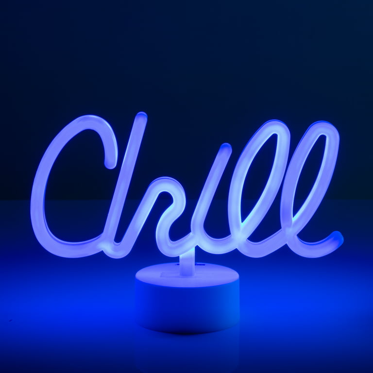BrightSide 7” Chill LED Neon Table Light, Blue, Battery-Powered