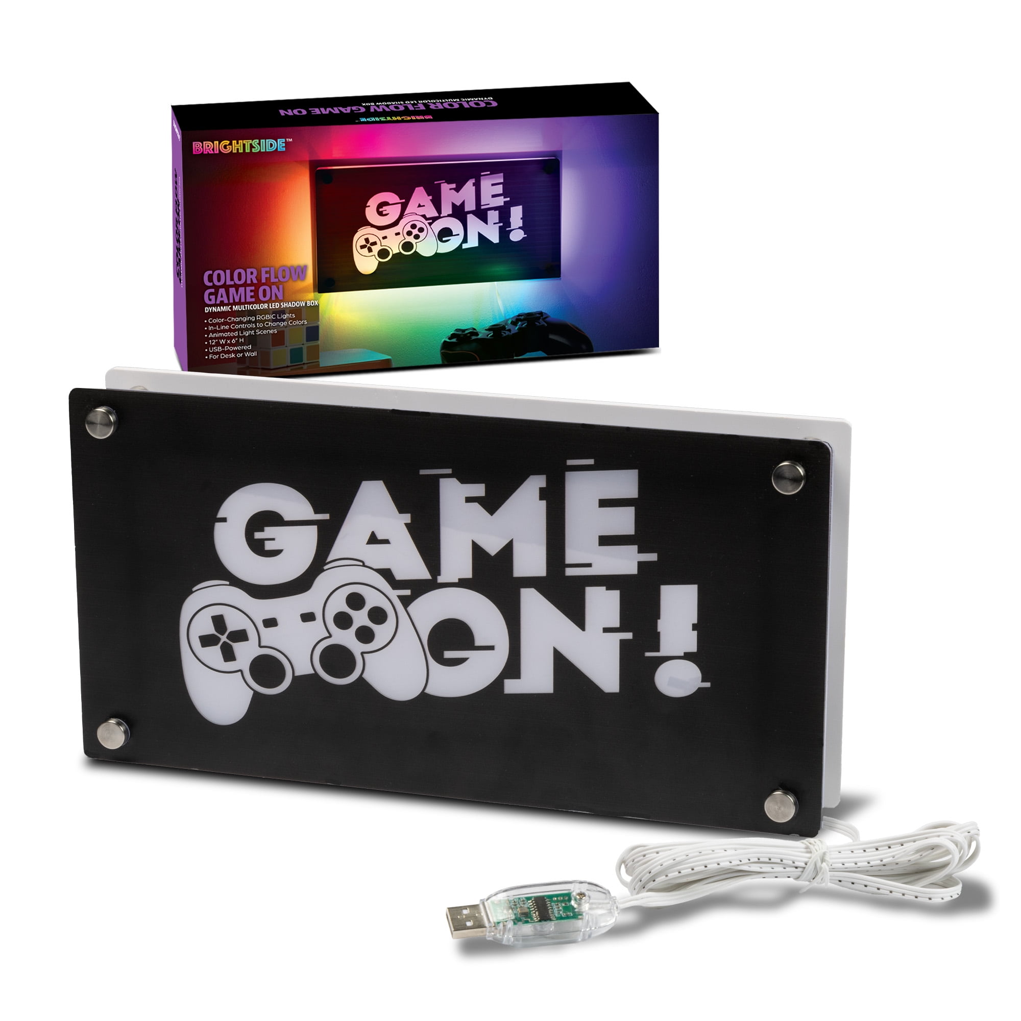 BrightSide "Game On!" RGBIC Wall Mounted Neon Sign - 11.8" Width x 5.9" Height, Glossy Finish