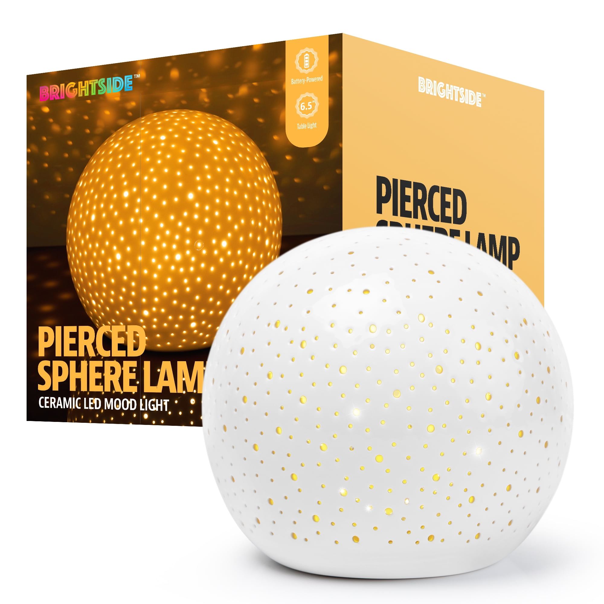 hefboom Symposium bloem BrightSide Pierced Ceramic Sphere LED Lamp, Soft Warm White,  Battery-Powered - Walmart.com