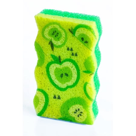 Bright Box Scrub + Wipe Wave Sponge, 1ct – Green Apple, Temperature-Sensitive & Antimicrobial