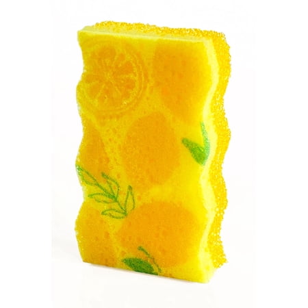 Bright Box Kitchen Scrub + Wipe Wave Sponge, 1ct – Yellow with Lemon Design