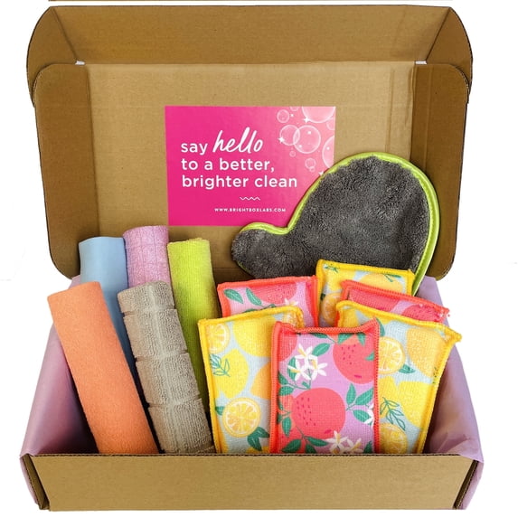 Bright Box Microfiber Cleaning Kit, 12pc – Chemical-Free, Reusable & Scratch-Free
