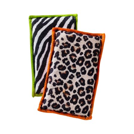 Bright Box Microfiber Sponges, 2ct – Animal Print, Chemical-Free & Reusable
