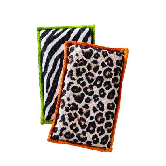 Bright Box Microfiber Sponges, 2ct – Animal Print, Chemical-Free & Reusable