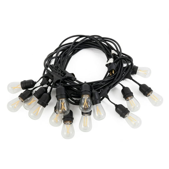 Brightech Ambience Pro LED Outdoor String Lights 48 ft, Waterproof Shaterproof 2W Dimmable Edison Bulbs for Patio, Poch, Backyard, 2500K Warm White