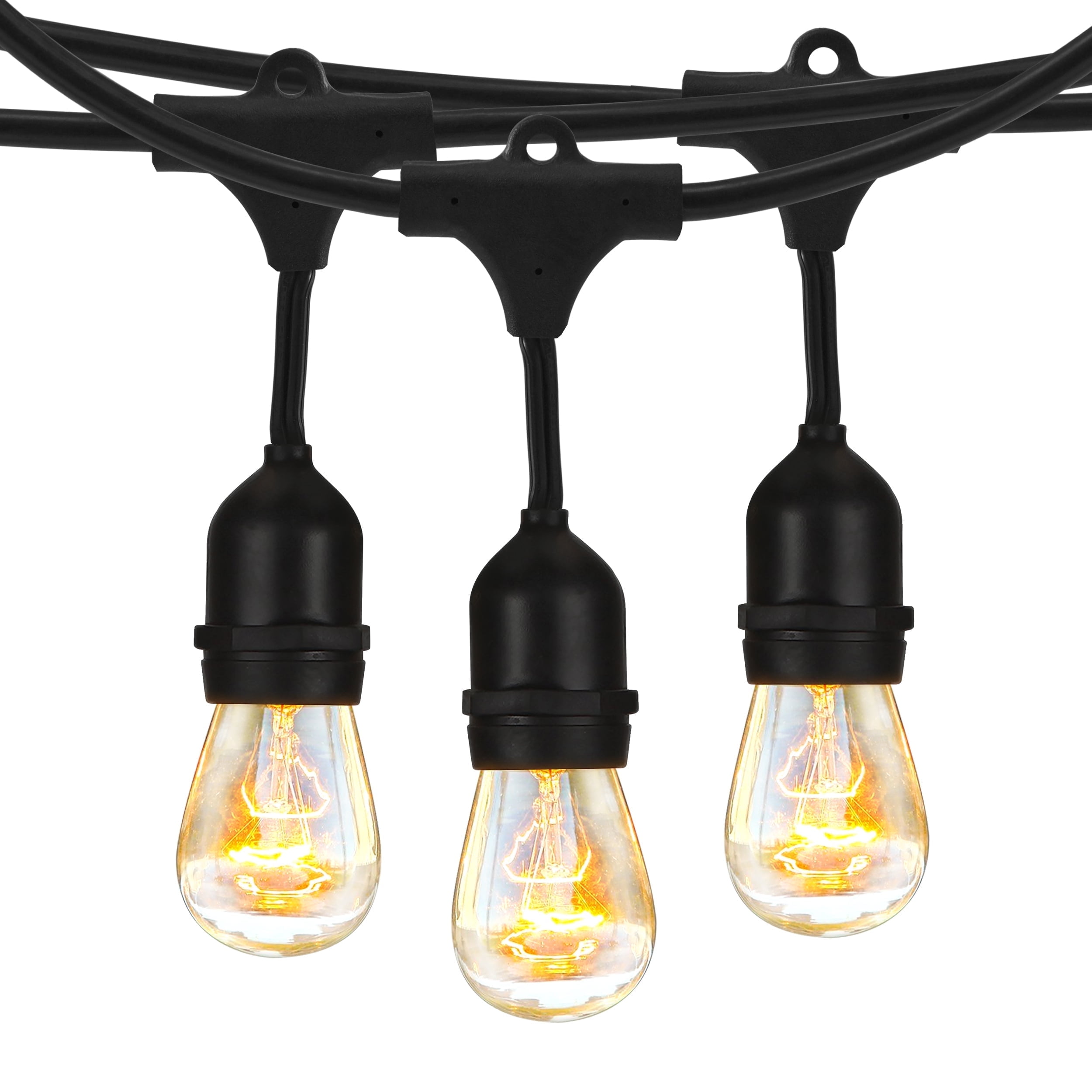 24ft Black Edison Bulb Outdoor String Lights with Warm White Glow