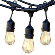 Brightech Ambience Pro LED Outdoor String Lights 24 ft, Waterproof Shatterproof 1W Dimmable Edison Bulbs for Patio, Porch, Backyard, 2700K Soft White
