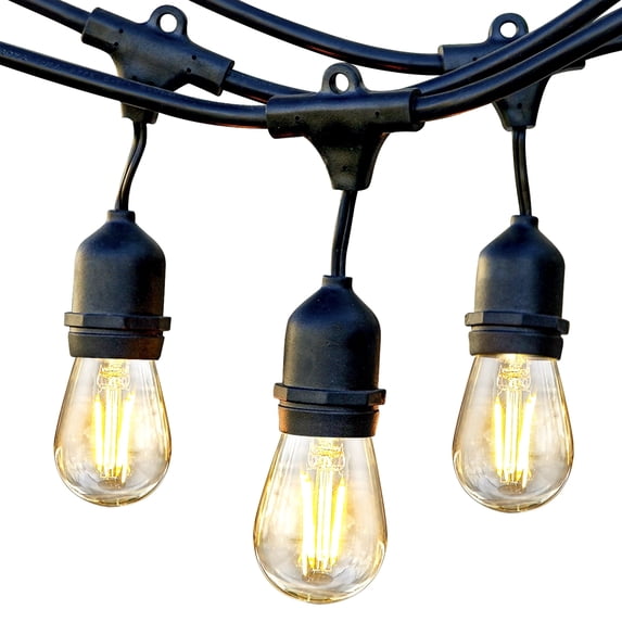 Brightech Ambience Pro LED Outdoor String Lights 24 ft, Waterproof Shatterproof Dimmable 2W Edison Bulbs for Patio, Porch, Backyard, 2500K Warm White