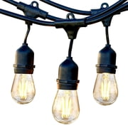 Brightech Ambience Pro LED Outdoor String Lights 24 ft, Waterproof Shatterproof Dimmable 2W Vintage Edison Bulbs for Patio, Backyard, Porch, 2700K Soft White