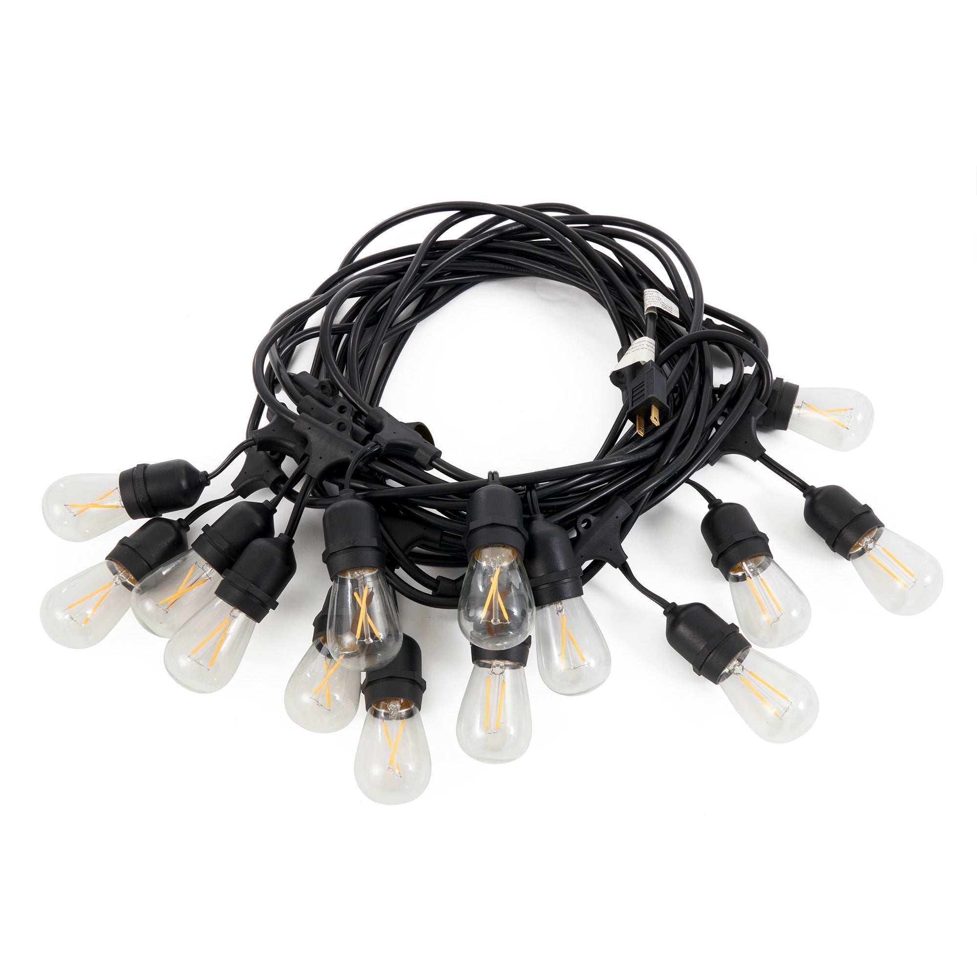 Warm White 48 ft LED Outdoor String Lights with Black Wire
