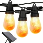Brightech Ambience Pro Solar Black 27 ft Non Hanging LED Flame Bulb Outdoor String Lights, .5 Watt, S14 Light Bulbs, 2700K