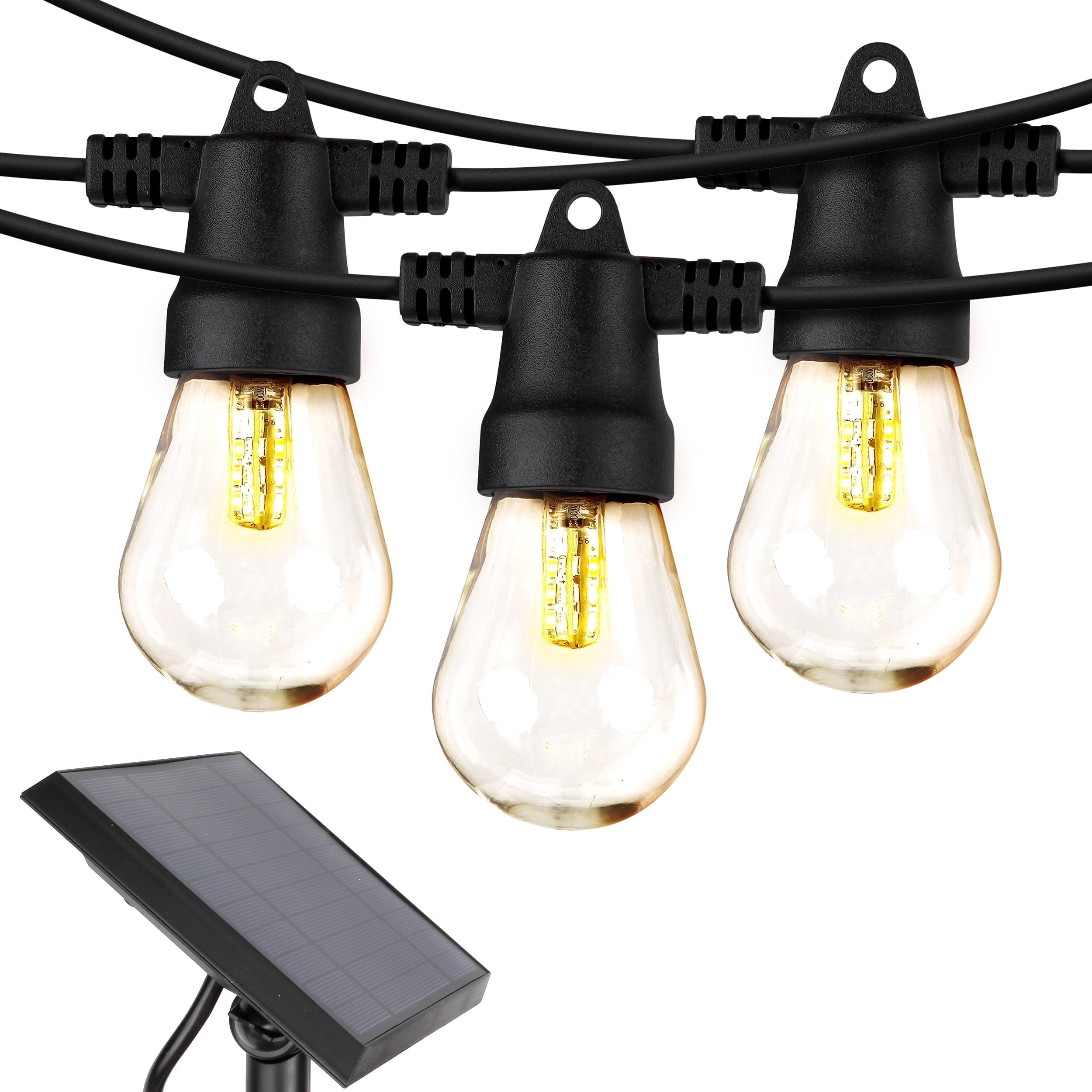 Warm White Solar Powered LED Outdoor String Lights, 27ft