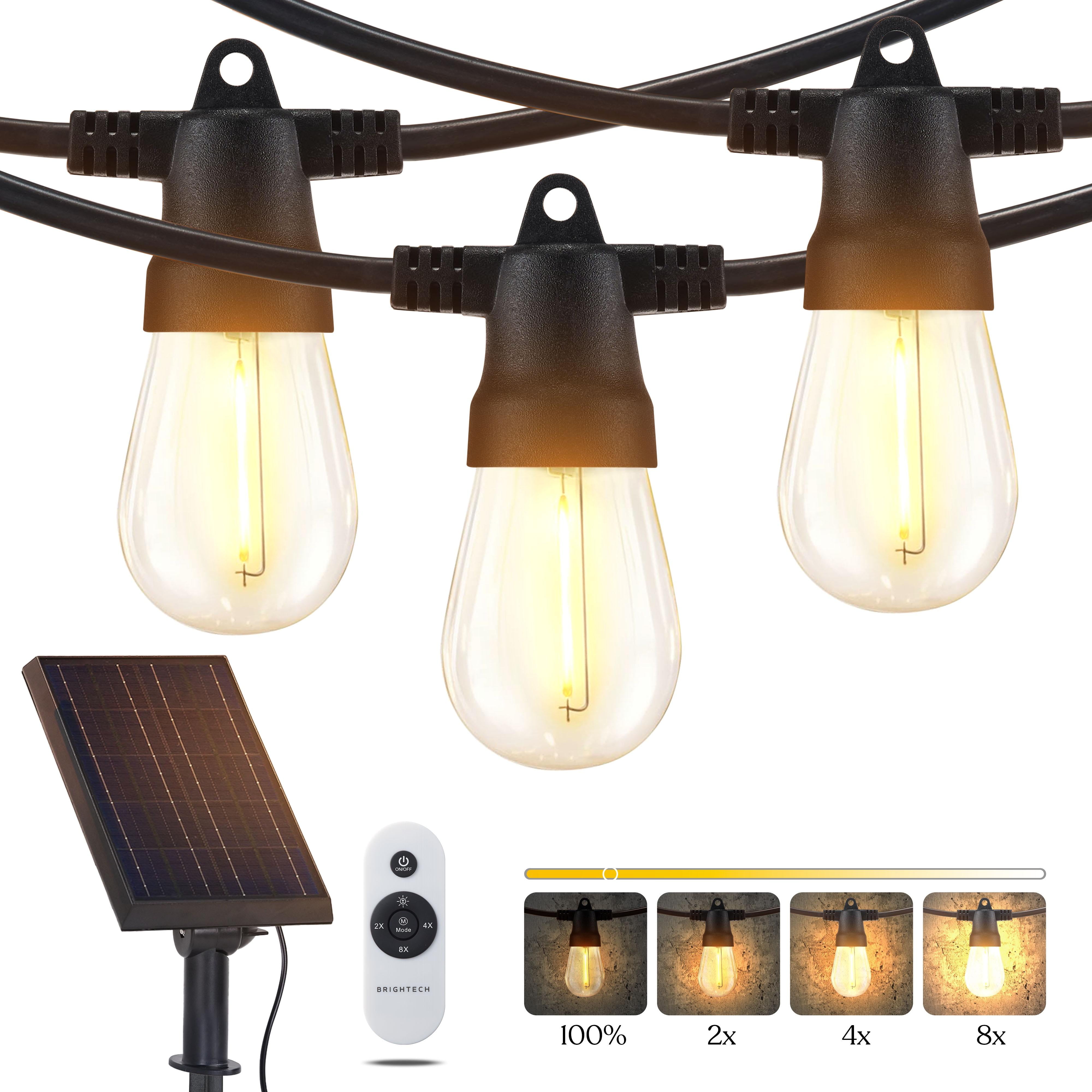 Warm White Solar Powered LED Outdoor String Lights, 27ft