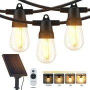 Brightech Ambience Pro Solar String Lights - Super Bright 27Ft Remote Control Outdoor String Lights with 12 Shatterproof S14 Bulbs, Commercial Grade LED, Waterproof Patio Lights, 4W Soft White