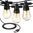 thumbnail image 1 of Brightech Ambience Pro USB Powered LED Outdoor String Lights 24 ft, Waterproof Shatterproof 1W Edison Bulbs for Camping, Backyard, Porch, 2700K Soft White, 1 of 8