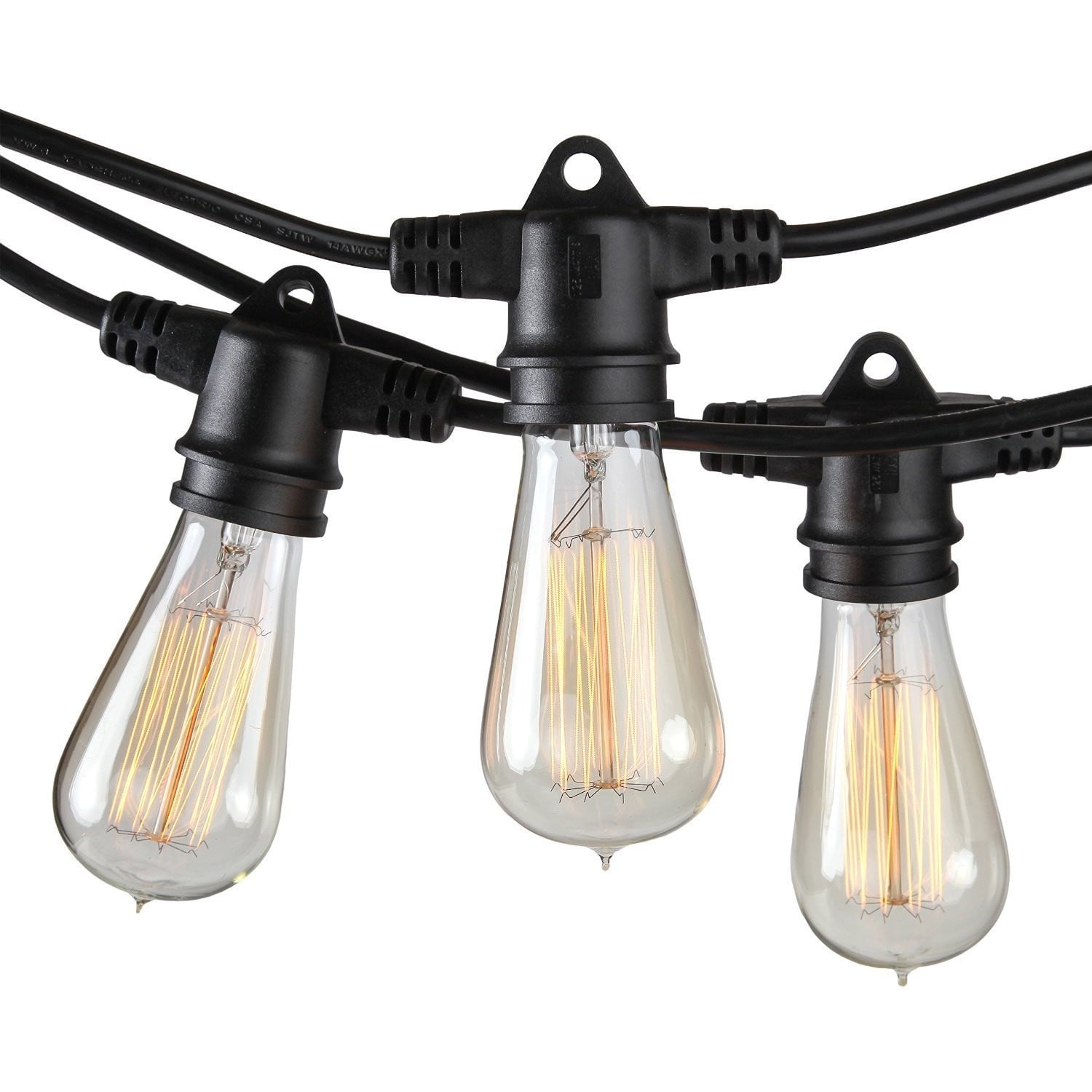 Brightech - Ambience Pro Vintage Edition with WeatherTite Technology - Outdoor Weatherproof Commercial Grade Lights with Included Antique Edison Bulbs - Black