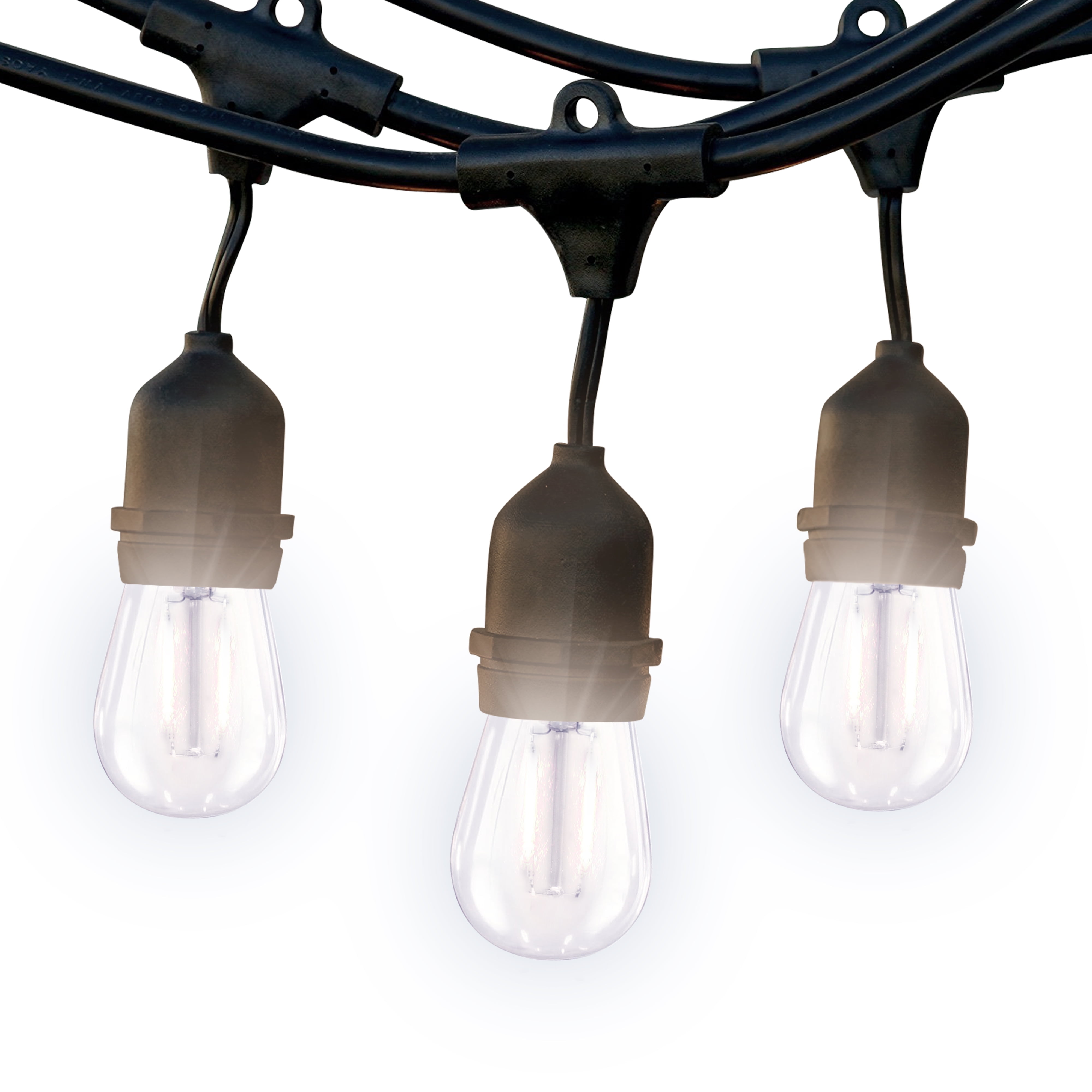 48ft Black Cord Warm White LED Outdoor String Lights