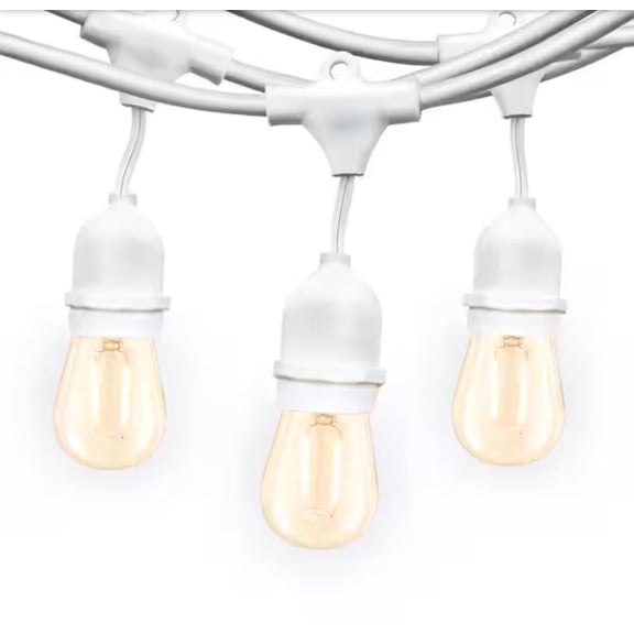 Brightech Ambience Pro White 15-Light 48 ft. Outdoor Plug-in 2W 2700k LED S14