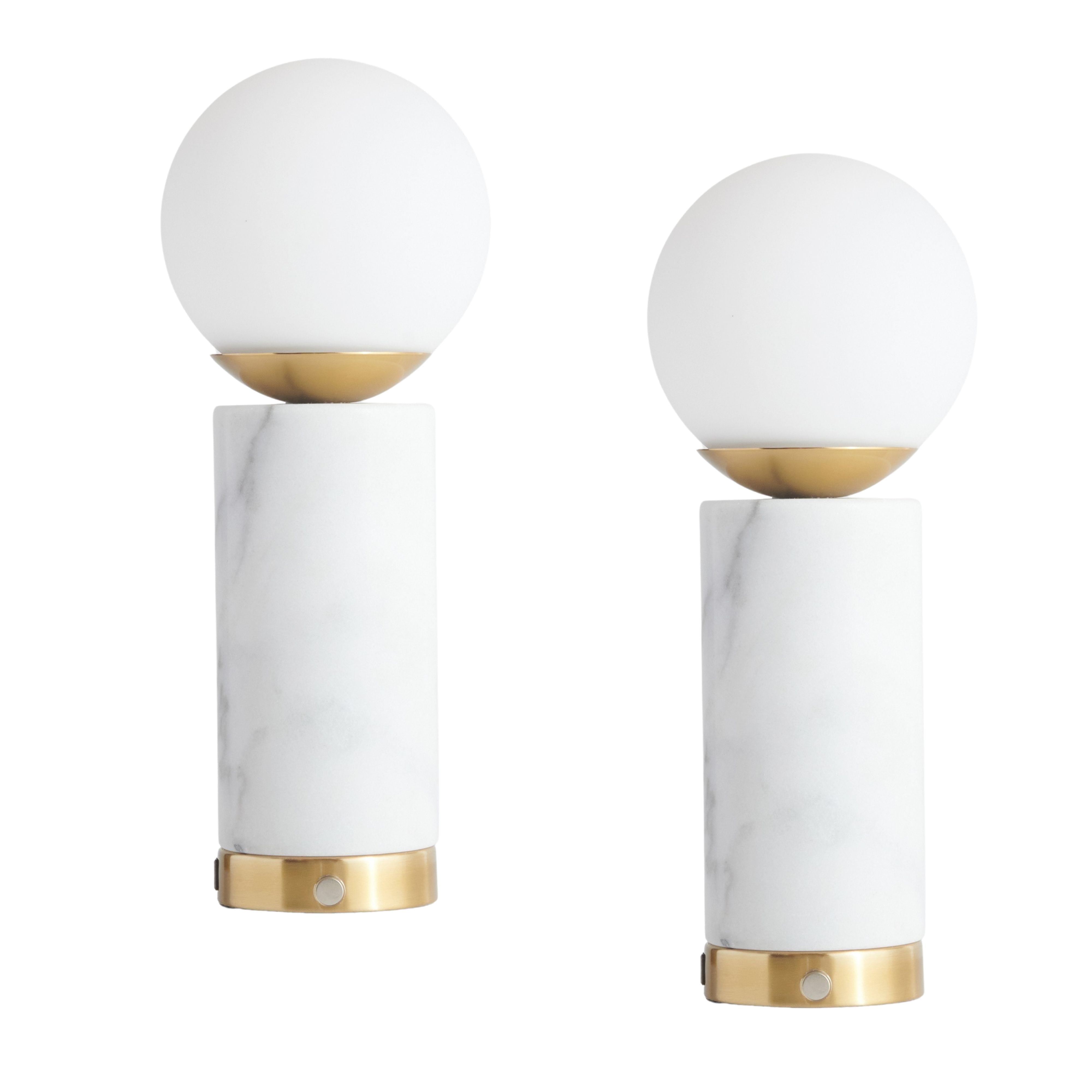 Brightech Aspen LED Table Lamp Set with USB Port - Bedside Reading Lamp, Modern Desk Lamp, Nightstand Lamp with Ambient Lighting for Bedroom, Living Room, Office