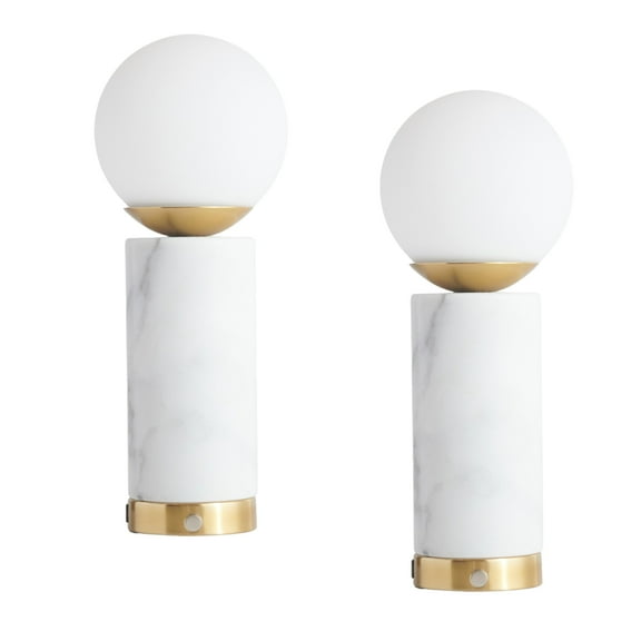 Brightech Aspen LED Table Lamp Set with USB Port - Bedside Reading Lamp, Modern Desk Lamp, Nightstand Lamp with Ambient Lighting for Bedroom, Living Room, Office