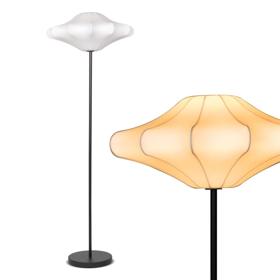 Brightech Atlas Tall Floor Lamp with Unique Resin Shade & LED Bulb, Elegant Lamp for Living Rooms & Offices, LED Floor Lamp, Modern Standing Lamp for Bedroom, Great Living Room Décor - Black