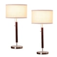 thumbnail image 1 of Brightech Carter LED Table Lamp Set - Compact Table & Desk Reading Lamp for Bedroom, Living Room, Office - Modern Nightstand & Side Lamp with Soft Ambient Light - Stainless Steel & Walnut Wood, 1 of 6