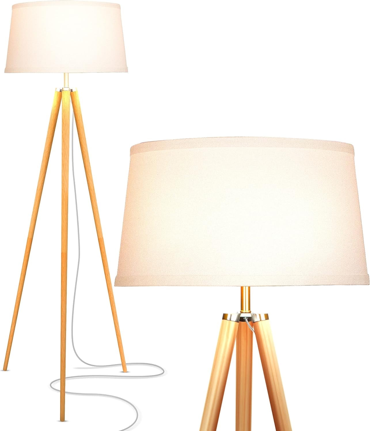 Emma LED Tripod Natural Wood Floor Lamp for Kids' Nursery