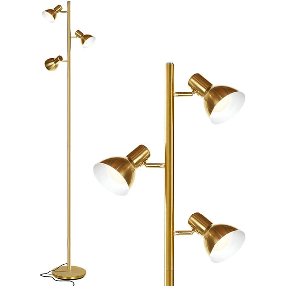 Brightech Ethan 65 in. Brass LED Tree Floor Lamp with Adjustable Shades