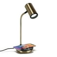 thumbnail image 1 of Brightech Ezra 16.5" Antique Brass Dimmable LED Industrial Desk Lamp with Wireless Charging Pad and Adjustable Lamp Head, 1 of 11