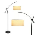 thumbnail image 1 of Brightech Grayson 84 in. Classic Black Mid-Century Modern 1-Light Height Adjustable LED Floor Lamp with Beige Fabric Drum Shade, 1 of 8