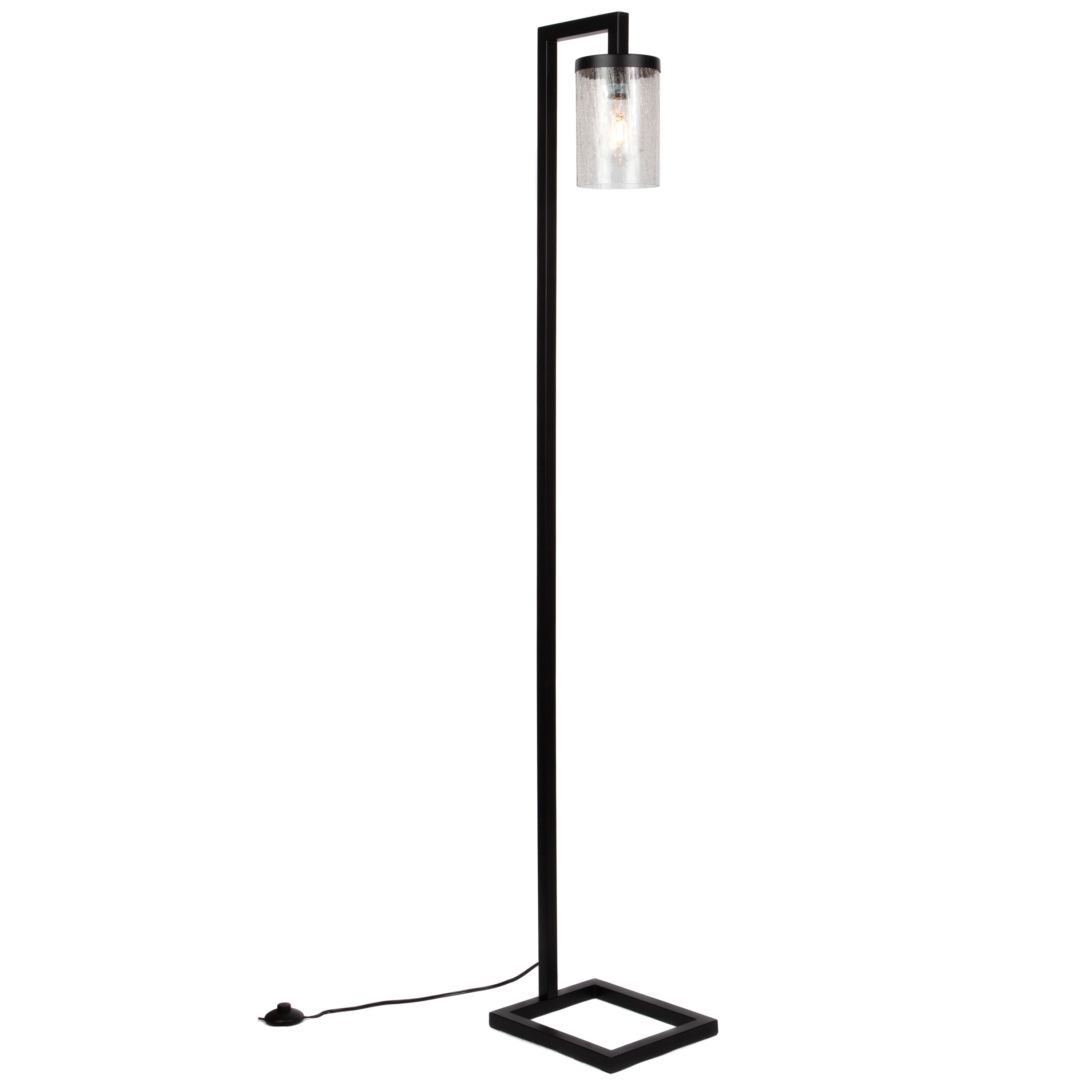 Brightech Henry Industrial Floor Lamp with Hanging Crackled Glass for Liv 