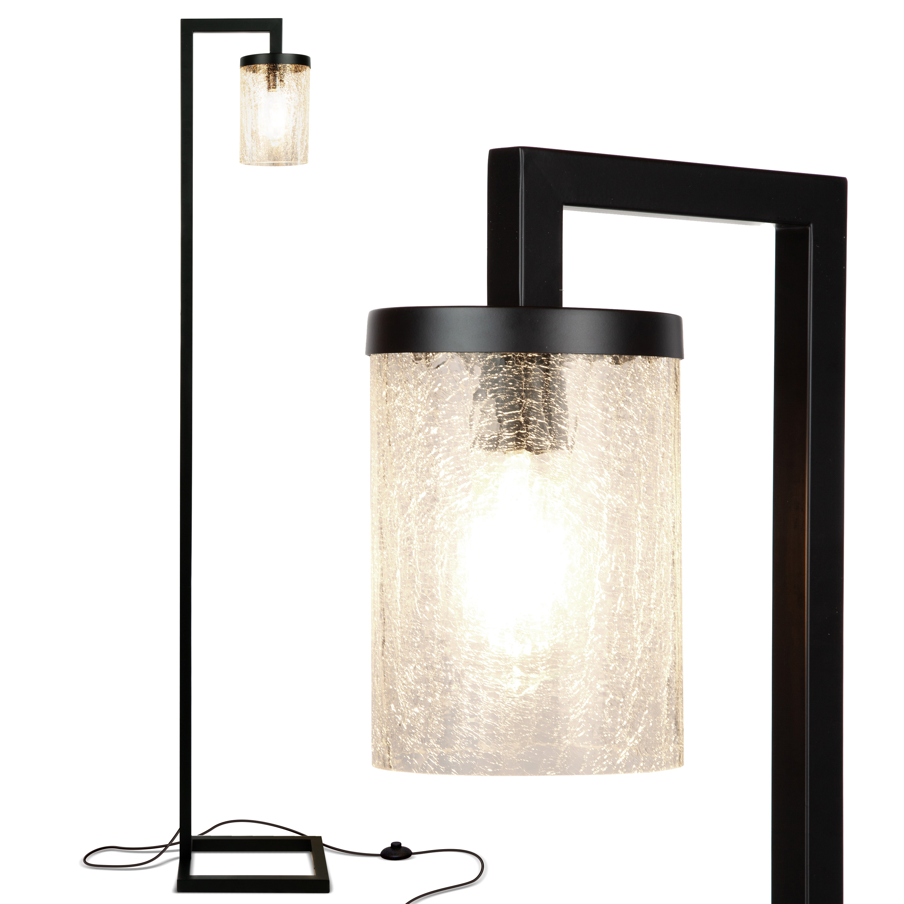 Mainstays Glass End Table Floor Lamp, Matte Black