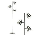 thumbnail image 1 of Brightech Jacob 64" Modern 3-Light LED Floor Lamp with Metal Cone Shades and 3 Adjustable Heads - Brushed Nickel, 1 of 9