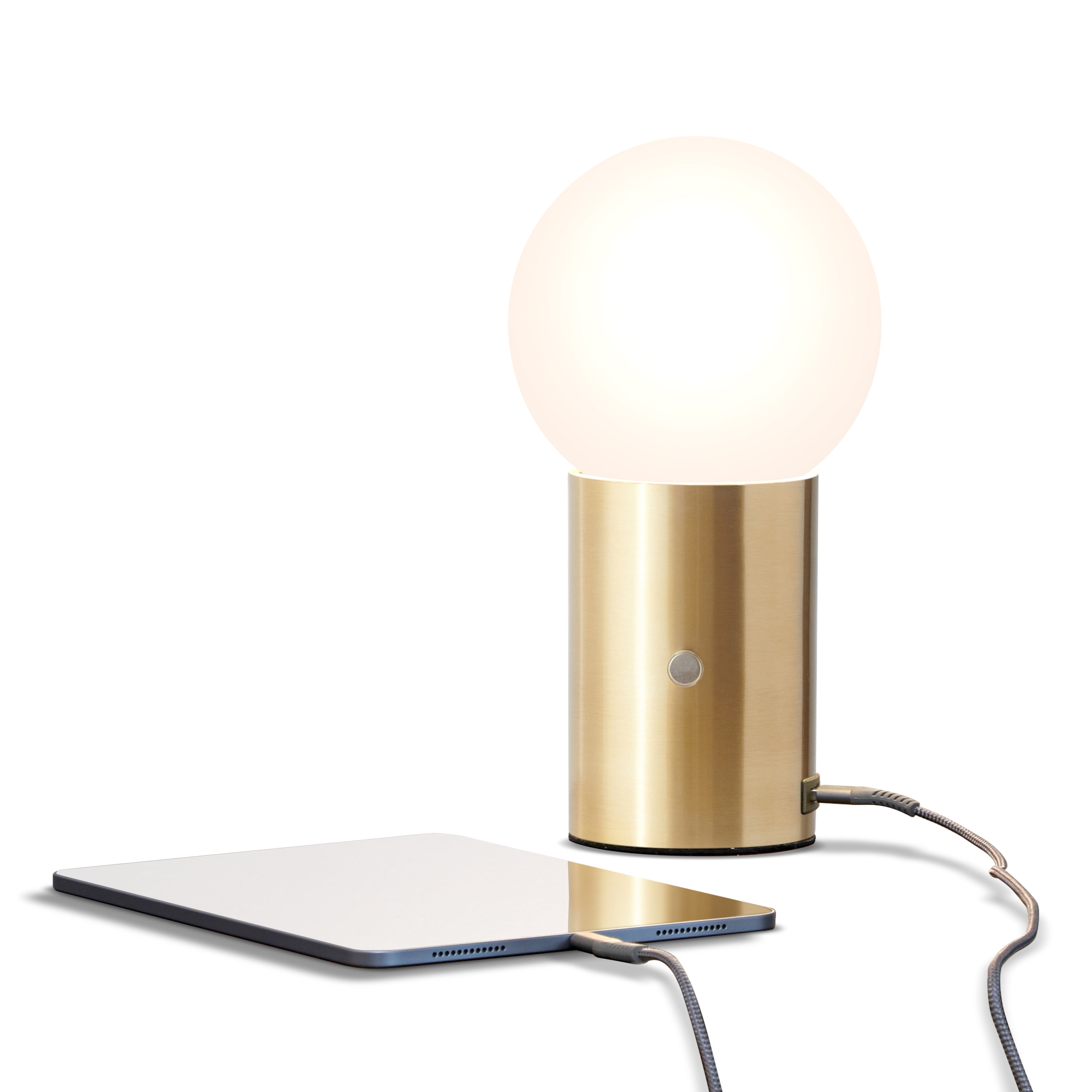 Kai 11" Antique Brass Globe Table Lamp with USB Port