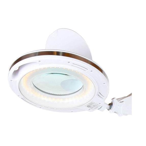 Brightech Lightview Pro Rolling Wheel Base 3 Diopter Magnifier Floor Lamp, White