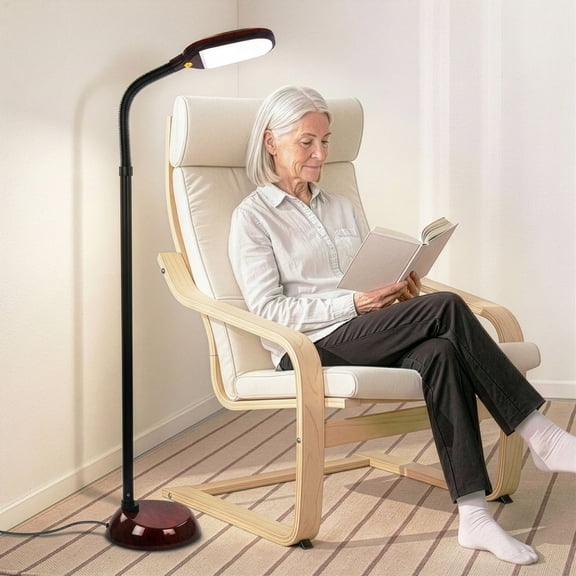 Brightech Litespan 53 in. Brown Adjustable Gooseneck Pole Floor Lamp