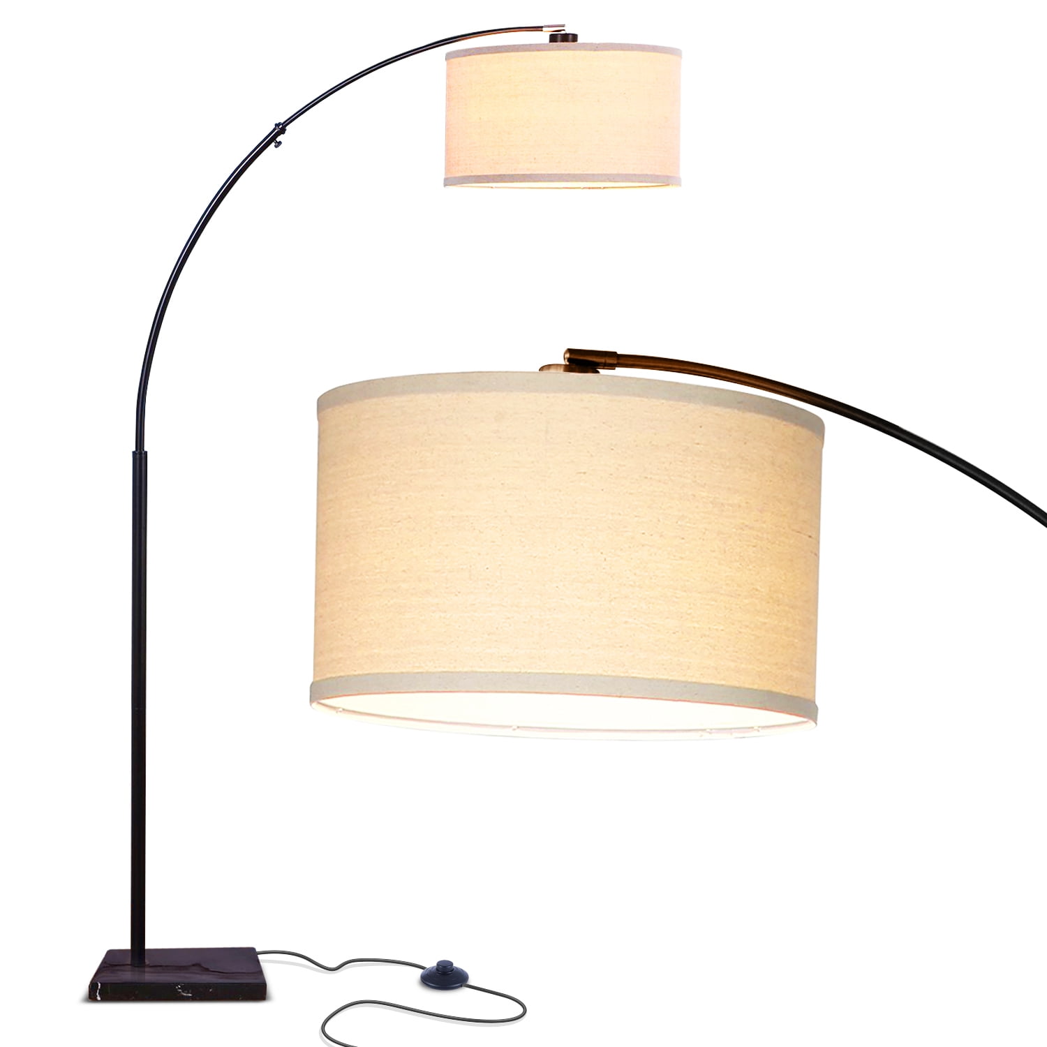Brightech Logan Arc Standing Floor Lamp with LED Bulb and Drum Shade ...