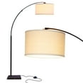 thumbnail image 1 of Brightech Logan Arc Standing Floor Lamp with LED Bulb and Drum Shade, Black, 1 of 10