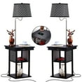 thumbnail image 1 of Brightech Madison Side Table with Lamp Set of 2 - LED Desk Lamp with USB Port, Bedside Reading Lamp, Modern End Table with Floor Lamp for Bedroom, Living Room, Office - Black, 1 of 6