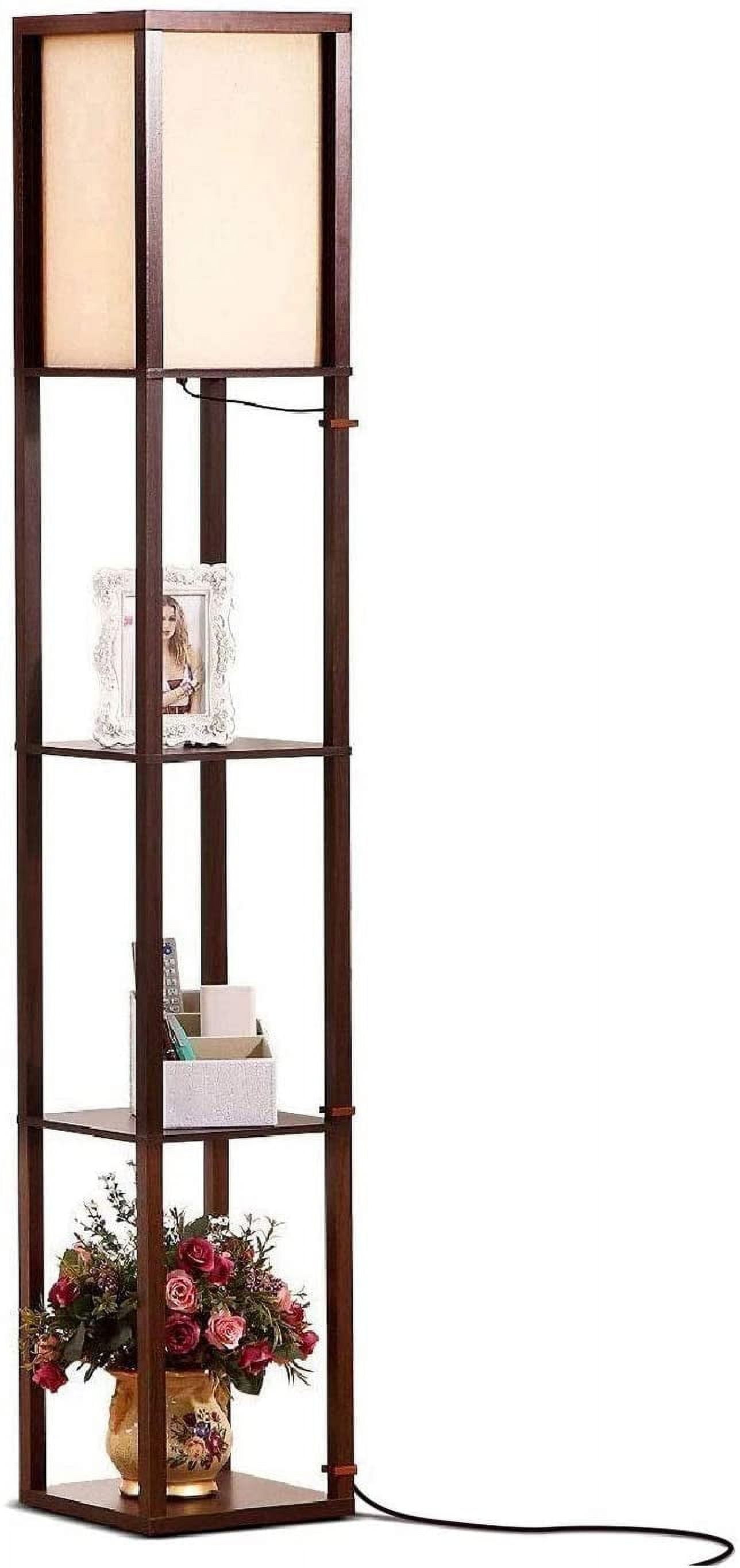 White Adjustable 63" Floor Lamp with Shelves for Nursery