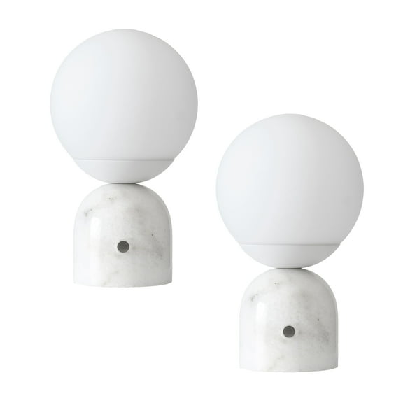 Brightech Mila LED Table Lamp Set - Bedside Reading Light with Elegant Marble Base, Modern Desk Lamp, Nightstand Lamp with Ambient Lighting for Bedrooms, Living Room, Den