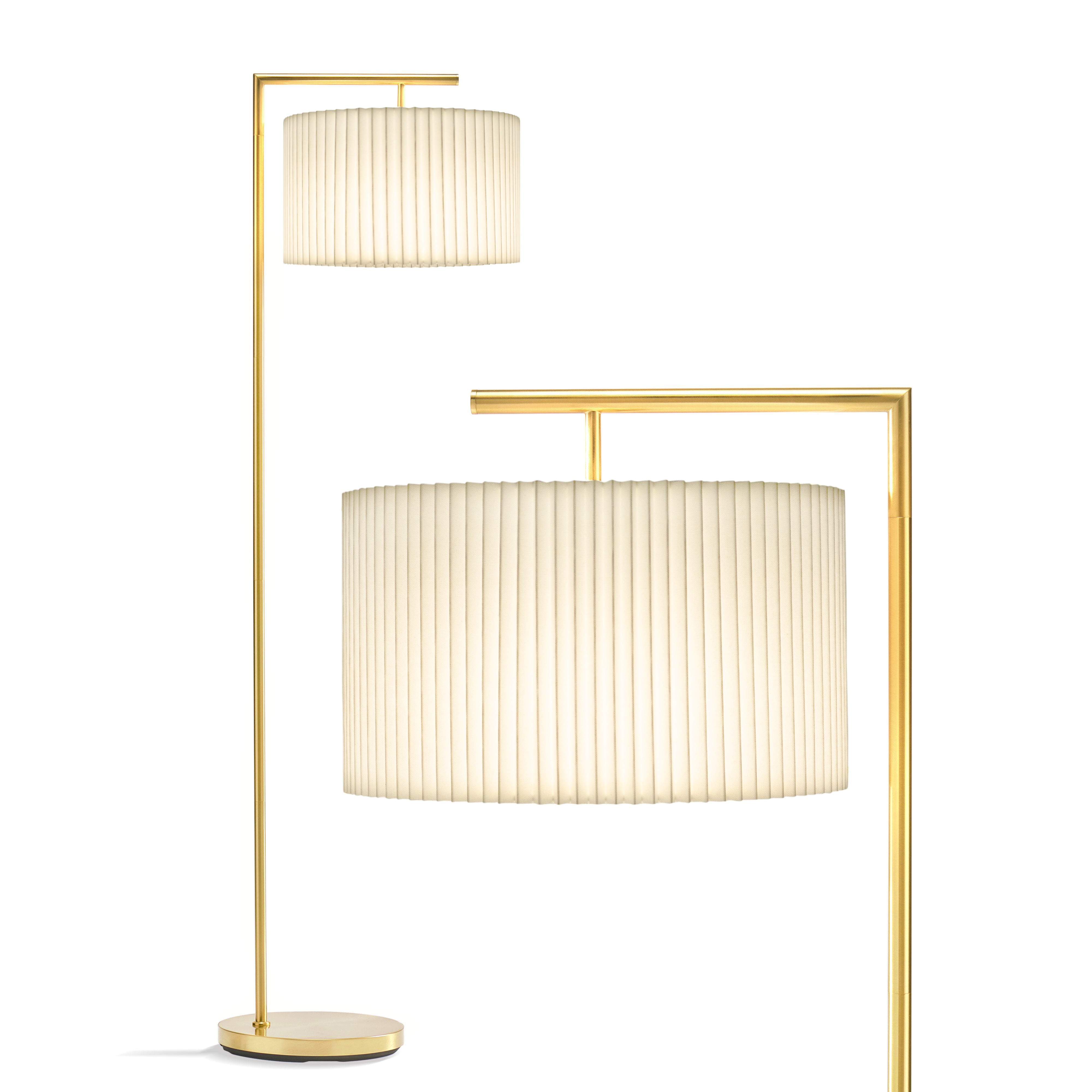 Brightech Montage Modern 60" LED Floor Lamp with Pleated White Shade ...