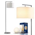 thumbnail image 1 of Brightech Montage Modern 60 in. Brushed Nickel Modern LED Super Bright Arc Floor Lamp with White Fabric Drum Shade, 1 of 13