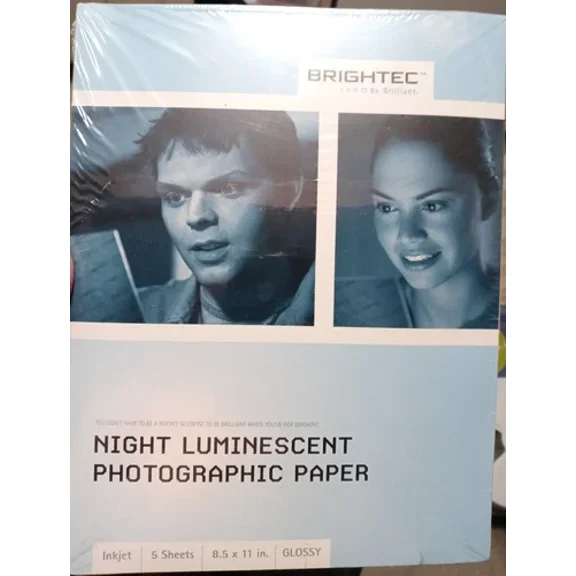 Brightech Night Luminescent Photographic Paper 8.5" X 11" Inkjet Glossy 5 Sheets