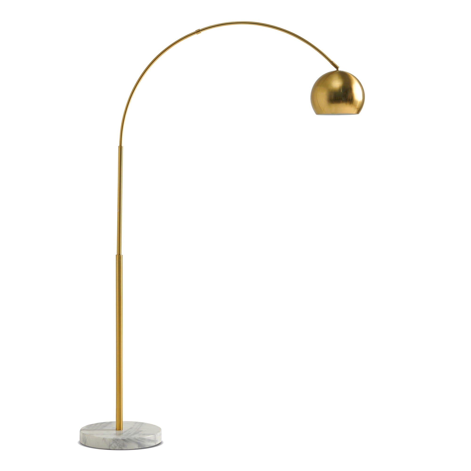 Brightech Olivia Floor Lamp, Arc Lamp for Living Rooms, Standing Lamp With LED Light Bulbs for Bedroom Reading, Great Living Room Décor, Tall Lamp for Offices – Brass/Gold