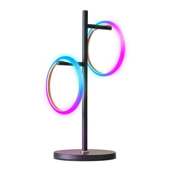 Brightech Saturn Modern Color Changing Table Lamp - Desk Tree LED Lamp Perfect for Living Room Decor - Beautiful RGB Color Gradient and 2 LED Lights for Bedroom, Office, Reading - Black