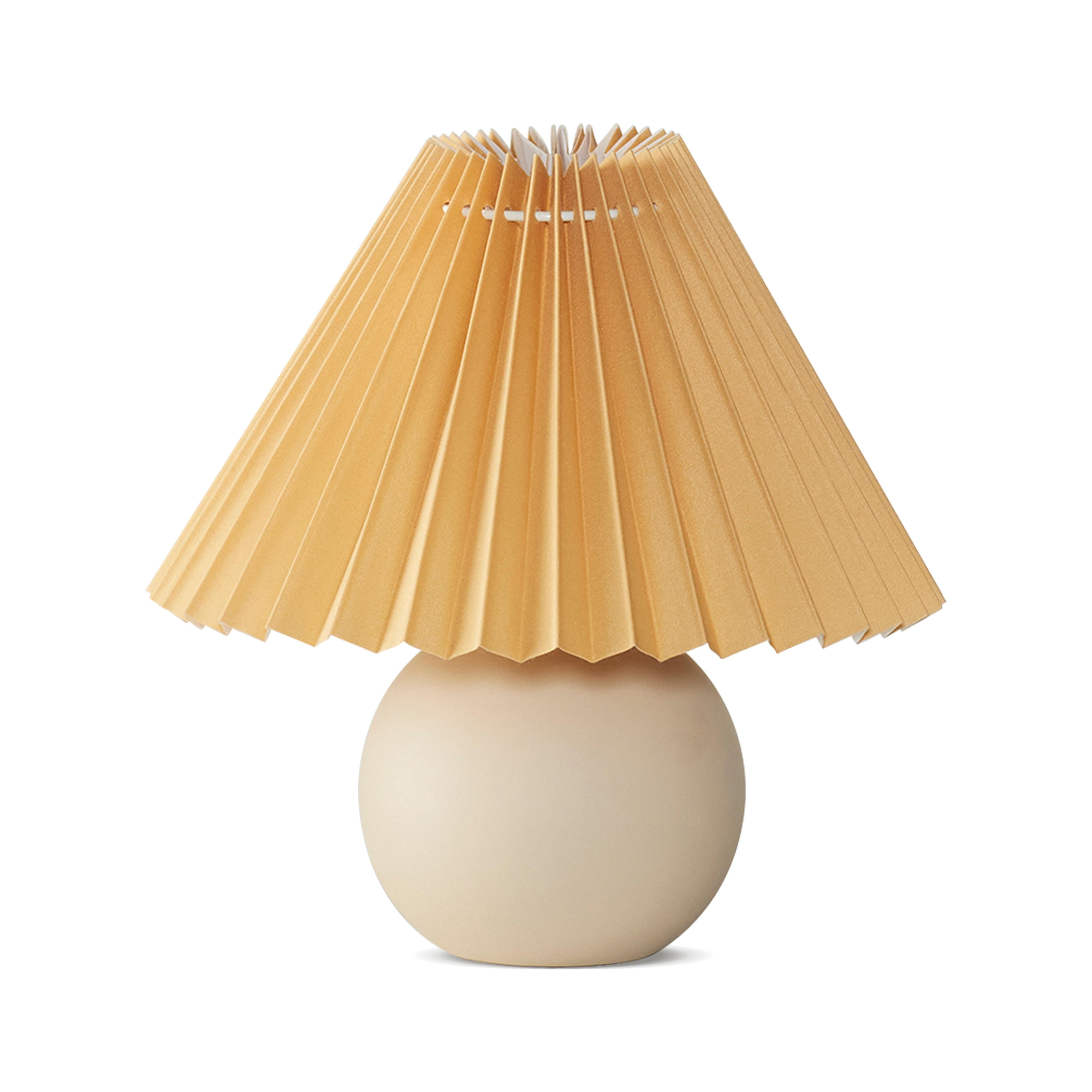 Serena Beige Ceramic Globe Table Lamp with Pleated Shade