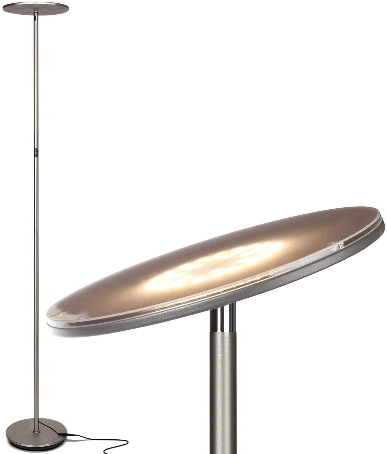 Sky Touch 63" Platinum Silver Adjustable LED Torchiere Floor Lamp